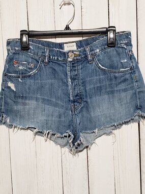 Hudson Shorts 27 Tori Slouch Blue Jean Distressed Cotton Boho Grunge‎ Cutoffs